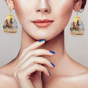 Horses Western Horse Teardrop Earrings Dangle Earrings Jewelry Women Lightweight